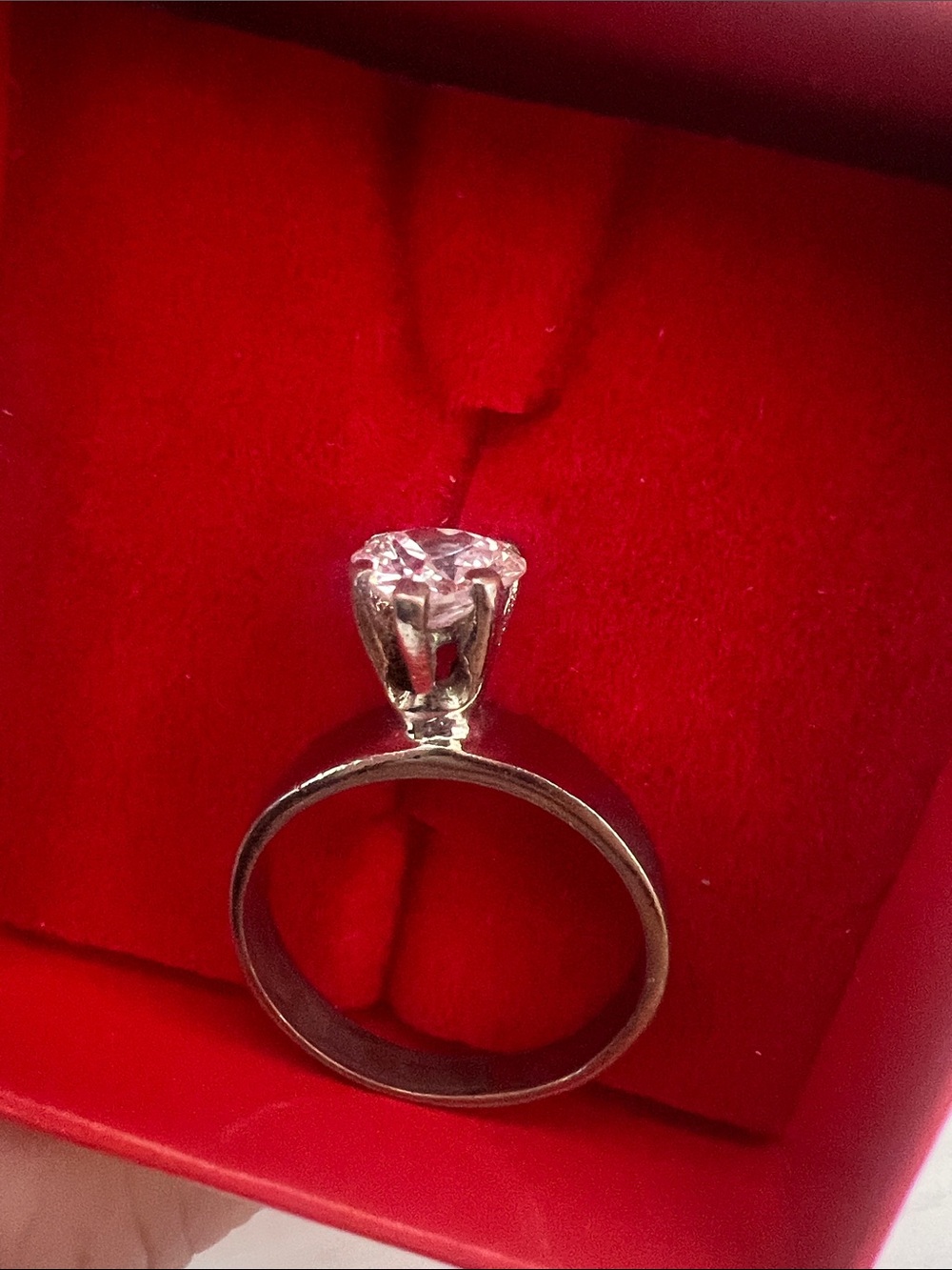 Heart-Shaped Clear Crystal Sterling Silver Ring size 7.5 - Picture 9 of 16